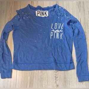 Victoria’s Secret pink Blue Long Sleeve Sweatshirt Crewneck Crew sweater